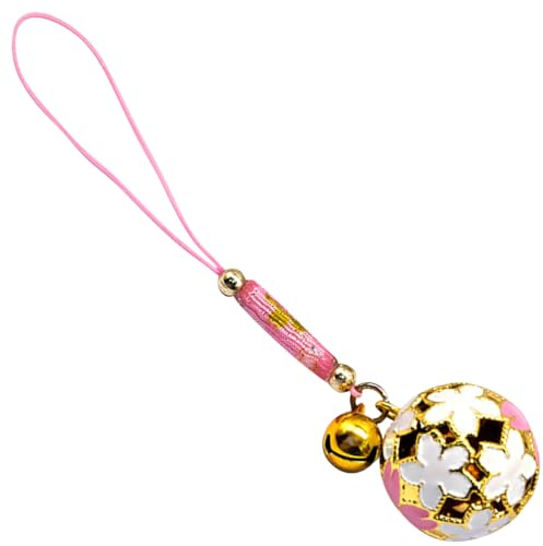 Hemobllo Sakura Bell Pendant Japanese Style Cell Phone Charm with 3.5Mm Dust Plug for Keychain Handbag Backpack Hanging Decoration