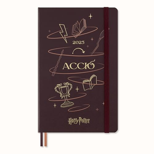 Moleskine Daily Planner Wizarding World Harry Potter Spells Kollektion Accio, 12-Monats Linierter Tagesplaner, Phosphoreszierender Fester Einband, Großformat 13 x 21 cm