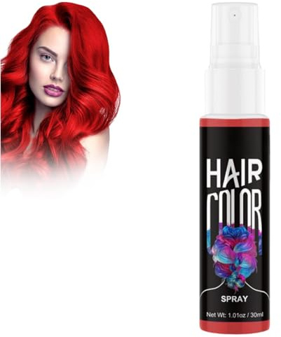 Hair Colour Spray,Red Temporary Hair Dye,Temporary Coloured Hair Spray,Unisex Hair S/pray Coloured,Semi Permanent Ha/ir Dye Spra/y,Washable Colour/ed H/air Sp/ray Wash Out,Instant Styling(Red)