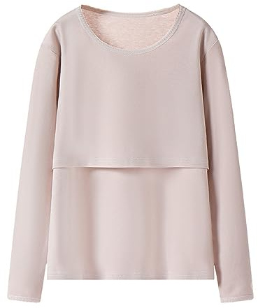 TDEOK Camiseta de lactancia materna para mujer, camiseta de maternidad de doble capa, camiseta postparto, camiseta de manga larga para mujer