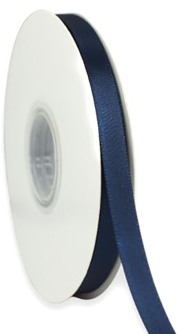 Navy Blue Ribbon 3/8 Inch x 50 Yards Satin Ribbon Continuous, Single Face, for Crafts, Gift Wrapping, Floral Bouquet, Weddings, and Decorations, with Spool