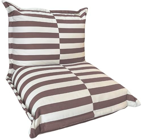 bananair - Pouf Extérieur Imperméable à Rayures - Confortable, Polyvalent, Anti-UV, Déhoussable - Pouf Géant XXL Design pour Salon de Jardin Extérieur (85 x 85 x 75 cm, Beige)