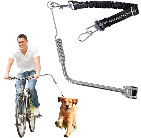 Laisse de Vélo pour Chien, 115 cm Mains Libres avec Ressort Amortisseur Réglable et Détachable Idéale pour la Marche la Course et Le Vélo