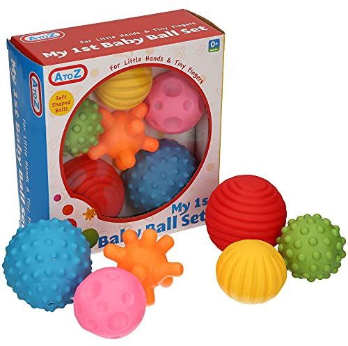 A to Z 61017 My First Baby Multi Textured Sensory Soft Balls, multicolor