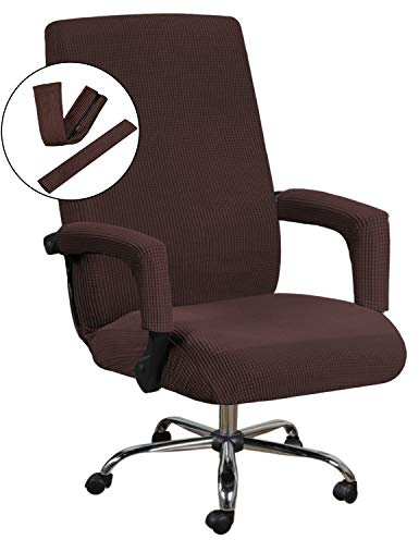 H.VERSAILTEX Office Chair Cover- Large Removable Computer Cover for with Zipper Universal Rotating Desk High Back Seat Washable Protector Pets,Brown