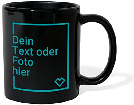 Spreadshirt Personalisierbare Tasse Selbst Gestalten mit Foto und Text Wunschmotiv Tasse Einfarbig, One size, Schwarz