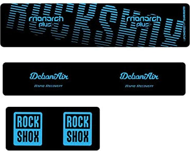 BUSEB Fahrrad-Stoßdämpfer-Aufkleber Rock-Shox Monarch Plus RC3 Stoßdämpfer-Aufkleber, Mountainbike-Stoßdämpfer-Aufkleber, AM/DH-Fahrrad-Aufkleber (Color : Blue)
