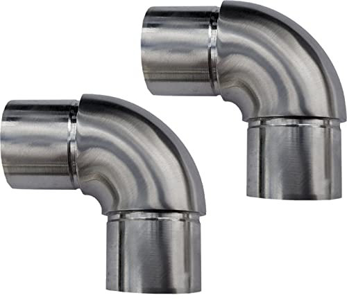 2 x Handlauf Rohrbogen 90° für Rohrdurchmesser 33,7 mm Edelstahl Rundbogen Geländer Steckfitting Eckstück Rohrverbinder von SO-TOOLS®