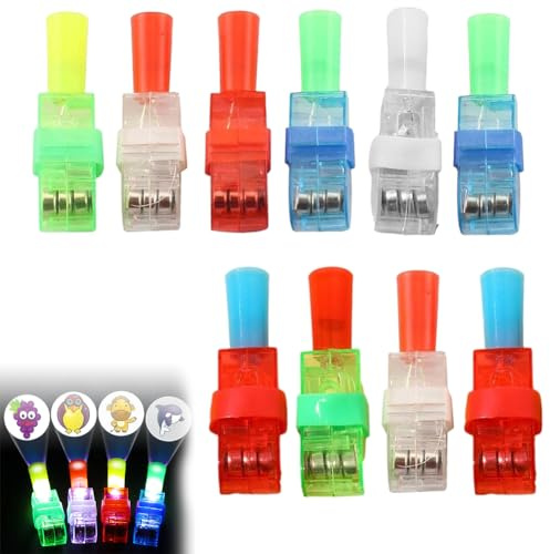 Lumières de Doigt LED, Bagues Lumineuses Colorées Clignotantes pour Enfants, 10PCS