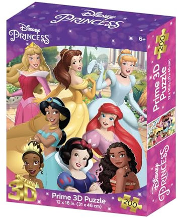 PRIME 3D | Disney Princess | 3D Lenticular Jigsaw Puzzle | 46cm x 31cm - 200 pcs | Games & Puzzles | Ages 6+