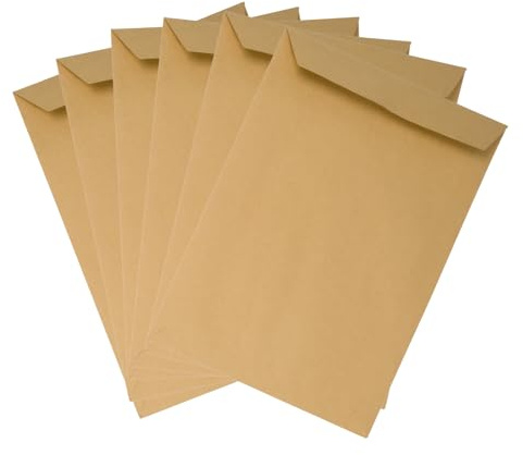 Emerson 50 x kuvert DIN C4 brun 229 x 324 mm 90 g stora kuvert utan fönster rak flik självhäftande kuvert maxibrev A4 brevkuvert stora brev kuvert envelope big