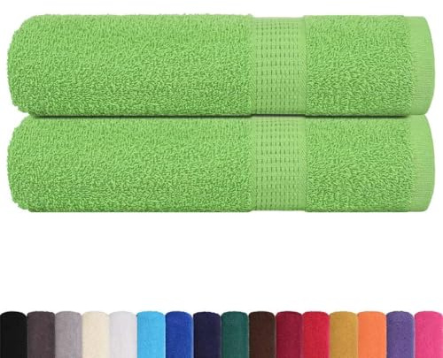 vidaXL Serviettes de Douche 2 pcs Vert Pomme 70x140 cm 100% Coton, Serviette, Ensemble de Serviettes de Bain, Serviette d'hôtel, Serviette de Bain