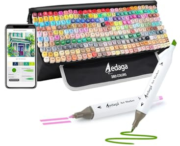 AEDAGA 280 Colours Alcohol Marker with App, Double Tip Alcohol Marker
