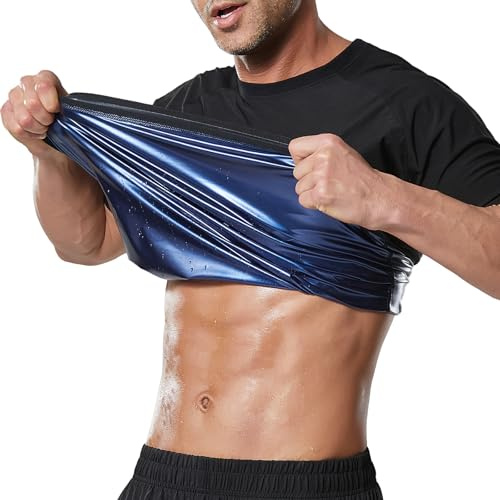 Towintec bastu skjorta herr korsett midja shapewear kortärmad bantning, blå, XXL