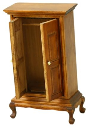 Veemoon Miniature Wooden Wardrobe Double Door Closet Vintage Dollhouse Furniture Model for Home Decor DIY Projects Spacious Storage European Minimalist Design