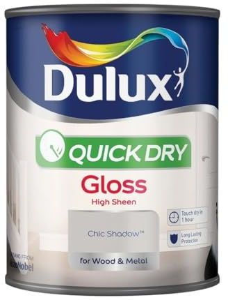 Chic Shadow Dry Gloss Paint 750ml | Interior Wood and Metal Paint | High Shine Durable Finish | Fast Drying Trim Paint for Doors Skirting Boards Radiators and Furniture