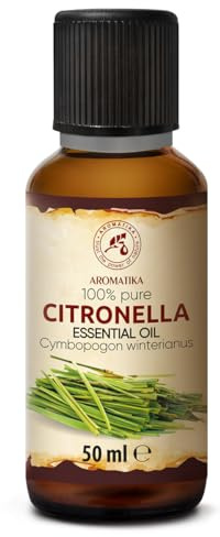 Eterisk Citronellaolja 50 ml - Cymbopogon Winterianus - Naturlig Doftolja - för Diffuser och Aromalampa - Bastu - Hem & Rum - Aromaterapi - Fräsch Doft - Luftfräschare