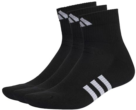 adidas Unisex - Adulto Performance Cushioned Mid-Cut Socks 3 Pairs, Black / Black / Black, 37-40