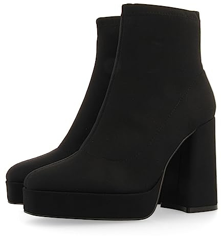 Stivaletto nero con tacco spesso e plateau da donna turenki