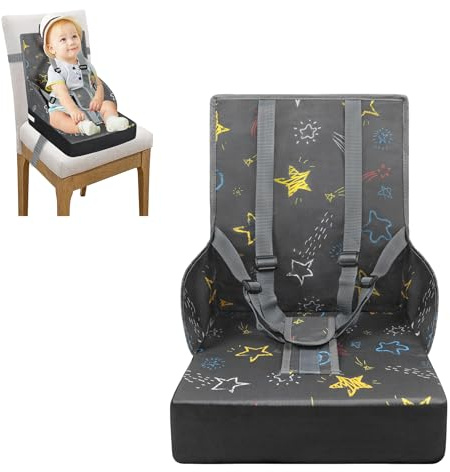 Froadp Seduta rialzata per bambini, in tessuto Oxford impermeabile, con schienale e cintura di sicurezza, per bambini dai 6 ai 36 mesi, grigio