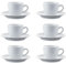 Chef-hub Small Espresso Cup and Saucer Set, 3oz Capacity, 12 Pieces, Porcelain, Cafe Quality, White (6 Cups & 6 Saucers)