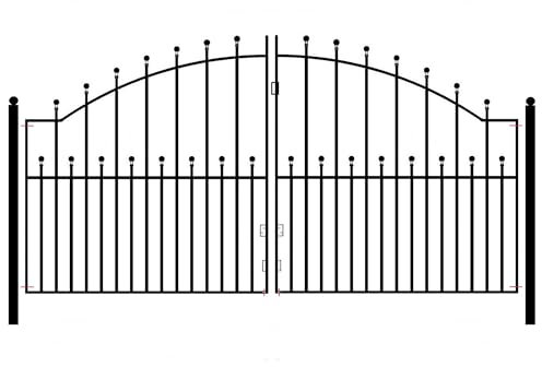 Manor Ball Top Metal Arched Driveway Gates Galvanised Wrought Iron Dual Swing Gate (2438mm (8ft) Gap x 1220mm High MAZP13)