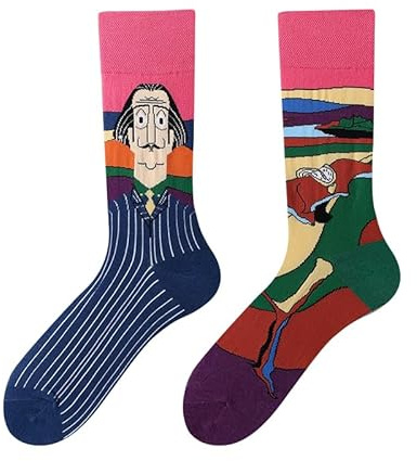 NxnChc Calcetines Divertidos Unisex para Mujer y Hombre con Diseños Asimétricos en Par - Temas Animales, Comida, Fruta, Deporte y Arte en Algodón - Ideal para Regalos