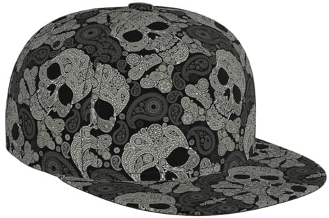 Skull Casquette snapback unisexe à bord plat réglable classique pour Hip Hop et Rock Black, noir, taille unique, Noir , Taille unique