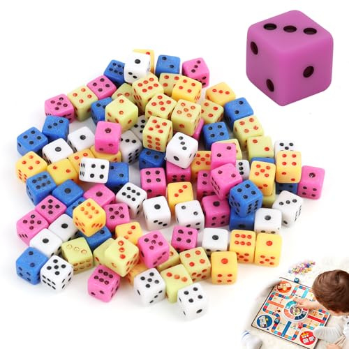 Set de 100 Mini Dados D6 de 5mm, Dados Cuadrados Surtidos para Juegos de Mesa, Actividades Educativas de Matemáticas, Fiestas Temáticas de Casino y Recuerdos - Multicolor
