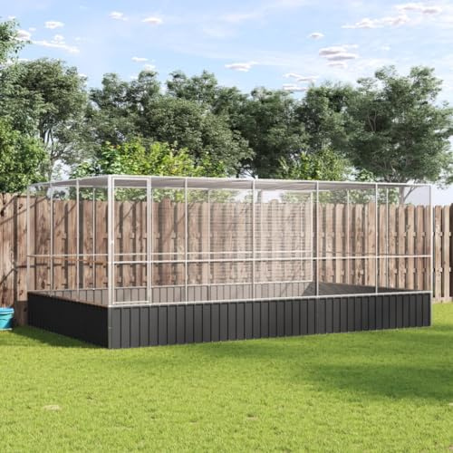 IKAYAA Pajareras Exterior, Jaula Grande para Pájaros, Casa para Pájaros, Voladera para Pájaros, Voladera de Jardín para Aves Exóticas, Plateado y Gris Antracita, 518 x 307 x 212 cm