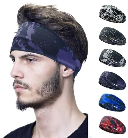 QZLSAYSL Headbands For Men,Sweat Bands Head- 6 Pack