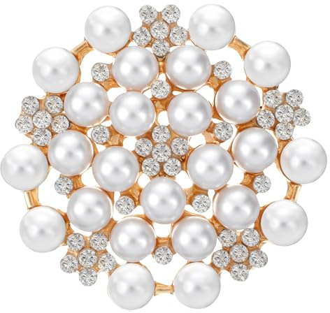 Mujer Broches Creativos, Broche de Perlas de Cristal, Ideales para Trajes,Camisas,Vestidos para Asistencia Diaria Fiestas,Cenas (Oro)