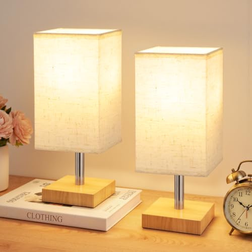 PreeOtti Bedside Lamps Set of 2, Bedside Table Lamps for Bedroom/Living Room (Bulbs Included)
