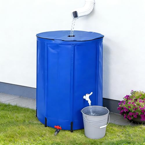 Collapsible Rain Barrel - Portable Rainwater Collection System Kit, PVC Construction for Outdoor Garden and Camping Activities