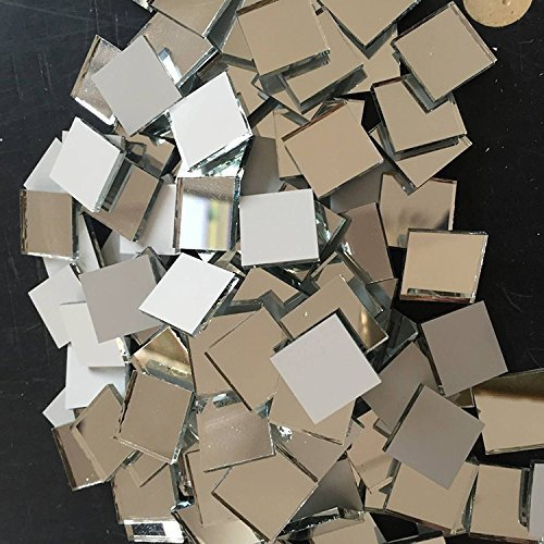 Set of 100pcs Small Square Glass Crafts, Real Glass Mirror Mosaic Tiles (2x2cm)