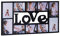 Relaxdays Bilderrahmen Collage LOVE, Fotorahmen 10 Bilder, Wandgalerie für Fotocollagen, HBT: 36,5 x 72 x 2 cm, schwarz