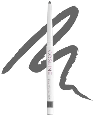 COSLINE Kajal Eyeliner Grau 107, Wasserfester Kajal, Verschmiert nicht, Anthrazitfarbener Lidstrich, Weiches Auftragen, Starke Pigmentierung, Vegan, Made in Germany