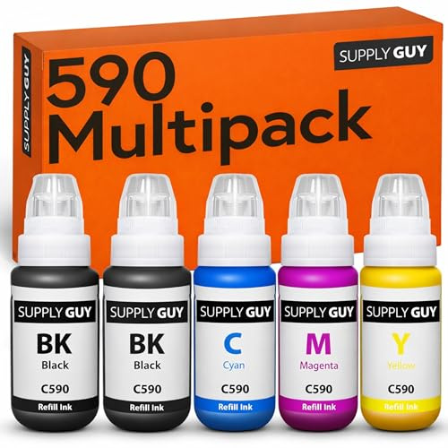 Supply Guy GI-590 GI590 bläck kompatibel för Canon GI-590 för Canon PIXMA G1500 G1501 G1510 G2500 G2501 G2510 G3500 G3501 G3510 G4500 G4510 G4511 (5x Multipack)
