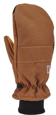 Carhartt Women's GL0800W Women's Insulated Duck Synthetic Leather Knit Cuff Mit - Small - Carhartt Brown