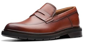Clarks Mocassini Burchill Penny Uomo, Pelle Marroncino Chiaro, 42 EU