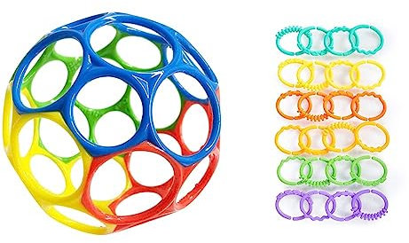 Bright Starts, Oball Classic &, Oball, Kinderwagenkette Verbindungsglieder, Lots of Links, biegbar, einfach zu befestigen, leichte Reinigung, perfekt für unterwegs