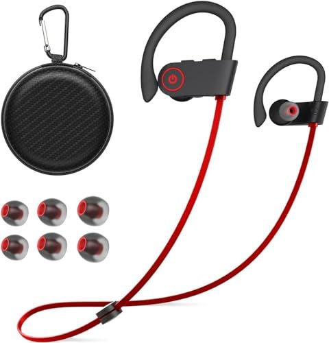 NUASI Bluetooth Headphones Wireless Earphones with Bluetooth 5.3 HD Deep Bass Stereo Sound Isolation IPX7 Waterproof Earphones for Running Sports Work