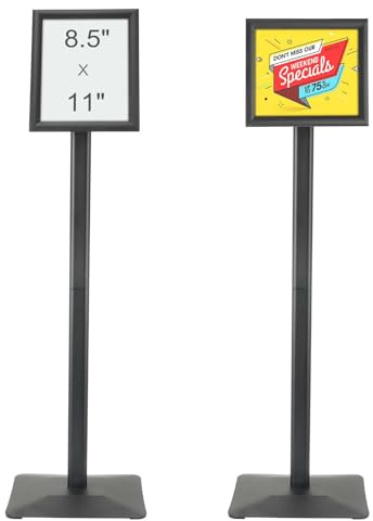 VEVOR Pedestal Sign Holder, 8.5 x 11 Inch Vertical and Horizontal Adjustable Poster Stand, Heavy-Duty Floor Standing Sign Holder with Metal Base for Display, Advertisement, and Outdoor, Black