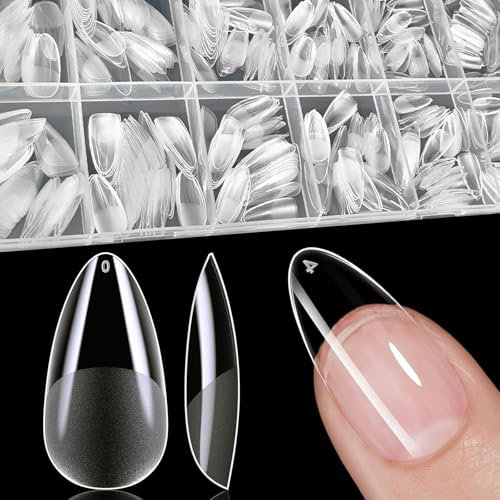 XIAOHEBAN 600 StüCk Medium Mandel Nageltips FüR GelnäGel-10 GrößEn Nail Tips Almond Soft Gel Press On Nails Almond Pre-Shaped Full Cover Nail Tips Weiche Gelspitzen, KüNstliche Nagel FüR Nail Art Diy