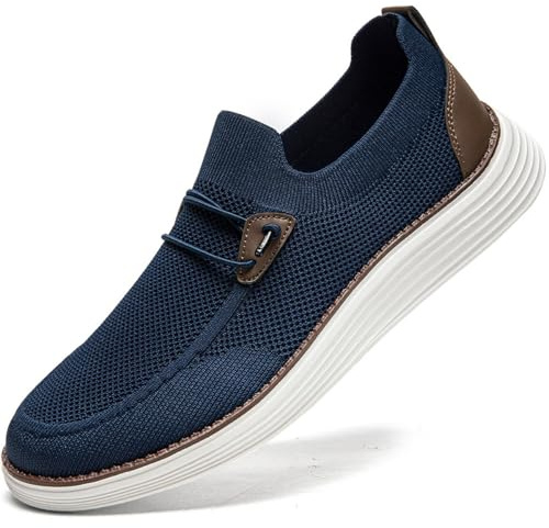 VGPSFN Mens Loafers Slip On Walking Shoes Sneakers Gym Sports Running Work Driving Shoes Lightweight Soft Penny Dark Blue UK 11.5