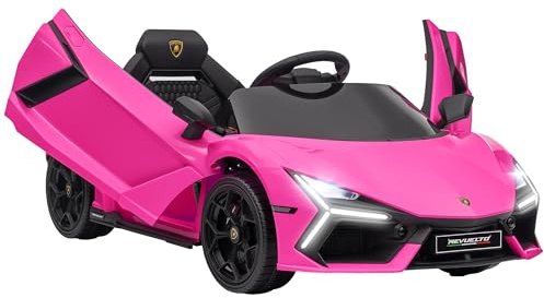 AIYAPLAY Kinder Elektroauto 12V Lamborghini Kinderauto mit 2,4G Fernbedienung, Elektrofahrzeug mit LED Leuchte, USB/MP3-Anschluss, Flügeltür, gefederte Räder, 3-5 km/h, für Kinder 3-5 Jahre, Rosa