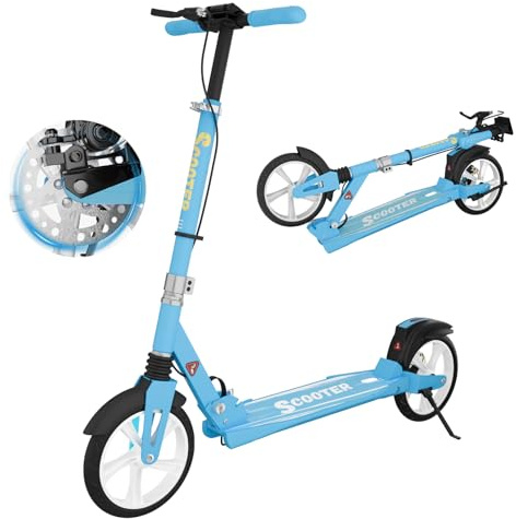 MEE GOO Monopattino con freno a disco e doppi ammortizzatori, ruote in poliuretano da 200 mm, cuscinetti ABEC-7, monopattino pieghevole per adolescenti e adulti, pedana antiscivolo, colore: rosa