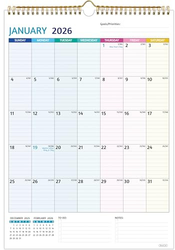 Wall Calendar 2026-2027 – Run Now to Jun 2027, Calendar 2026-2027 Wall, 12 x 17 In, 18 Monthly Calendar, 2026 Calendar with Large Blocks, Thick Paper, Holidays, To-do ＆ Notes, Great for Organizing