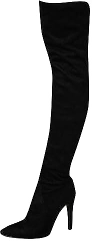Hanraz Stivali sopra il ginocchio da donna con tacco laccato, stivali da donna con tacco alto, con plateau gothic Thigh High Boots, stivali da festival, in pelle laccata, taglia 37 – 43 EU, A07 nero