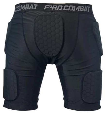 Milageto Pantalones Cortos Protectores para de fútbol con Acolchado de Espuma EVA, cómodos y con Cintura Flexible. Protección Profesional para Muslos, S